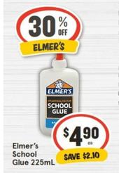 Elmer’s - School Glue 225ml offers at $4.9 in IGA