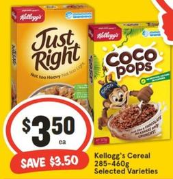 Kelloggs - Cereal 285-460g Selected Varieties offers at $3.5 in IGA