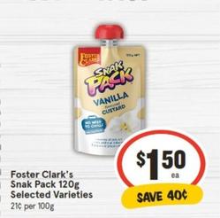 Foster Clark's - Snak Pack 120g Selected Varieties offers at $1.5 in IGA