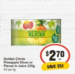 Golden Circle - Pineapple Slices Or Pieces In Juice 225g offers at $2.7 in IGA