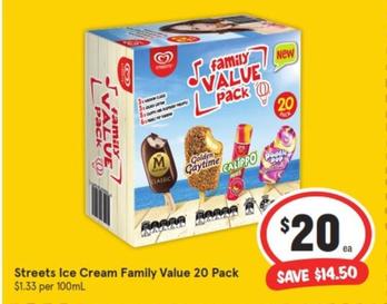 Streets - Ice Cream Family Value 20 Pack offers at $20 in IGA