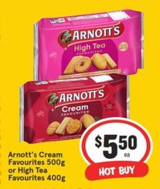 Arnott's - Cream Favourites 500g Or High Tea Favourites 400g offers at $5.5 in IGA