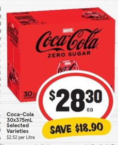 Coca Cola - 30x375ml Selected Varieties offers at $28.3 in IGA