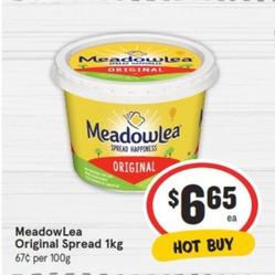 Meadowlea - Original Spread 1kg offers at $6.65 in IGA