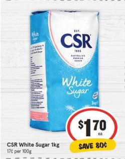 Csr - White Sugar 1kg offers at $1.7 in IGA