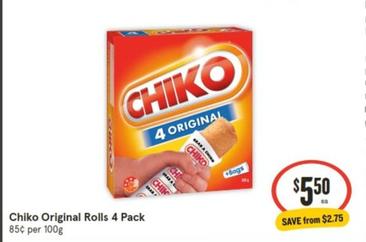 Chiko - Original Rolls 4 Pack offers at $5.5 in IGA