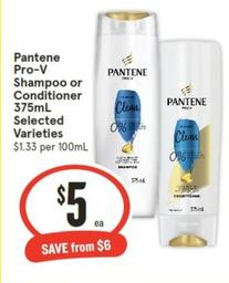Pantene - Pro‑v Shampoo Or Conditioner 375ml Selected Varieties offers at $5 in IGA