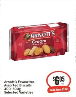 Arnott's - Favourites Assorted Biscuits 400-500g Selected Varieties offers at $6.05 in IGA