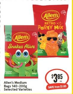 Allen's - Medium Bags 140‑200g Selected Varieties offers at $3.85 in IGA