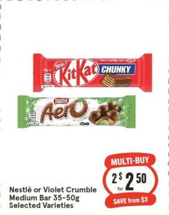 Nestlè - Or Violet Crumble Medium Bar 35-50g offers at $2.5 in IGA