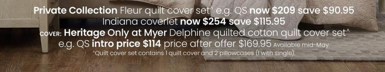 Heritage - Delphine Quilted Cotton Quilt Cover Set offers at $114 in Myer