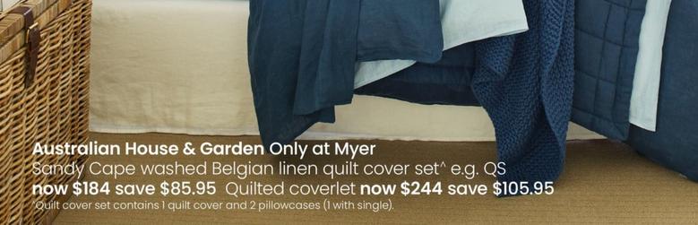 Australian House & Garden - Sandy Cape Washed Belgian Linen Quilted Coverlet offers at $244 in Myer