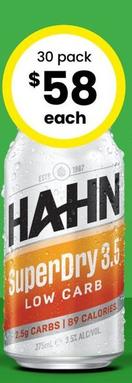 Hahn - Super Dry 3.5% Block Cans 375ml offers at $58 in The Bottle-O
