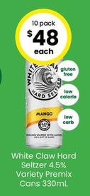 White Claw Hard Seltzer - 4.5% Variety Premix Cans 330ml offers at $48 in The Bottle-O