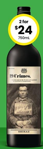 19 Crimes - Range (excl. Snoop Cali Range) offers at $24 in The Bottle-O