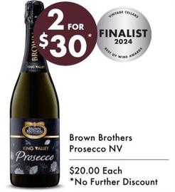 Brown Brothers - Prosecco NV offers at $30 in Vintage Cellars