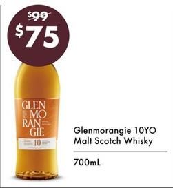 Glenmorangie - 10yo Malt Scotch Whisky 700ml offers at $75 in Vintage Cellars