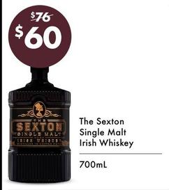 The Sexton - Single Malt Irish Whiskey 700ml offers at $60 in Vintage Cellars