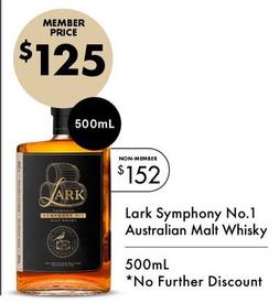 Lark - Symphony No.1 Australian Malt Whisky 500ml offers at $125 in Vintage Cellars