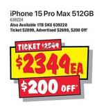Apple - Iphone 15 Pro Max 512gb offers at $2349 in JB Hi Fi