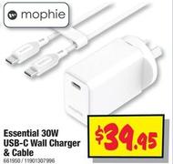 Mophie - Essential 30w Usb-c Wall Charger & Cable offers at $39.95 in JB Hi Fi