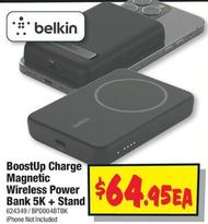 Belkin - Boostup Charge Magnetic Wireless Power Bank 5k + Stand offers at $64.95 in JB Hi Fi