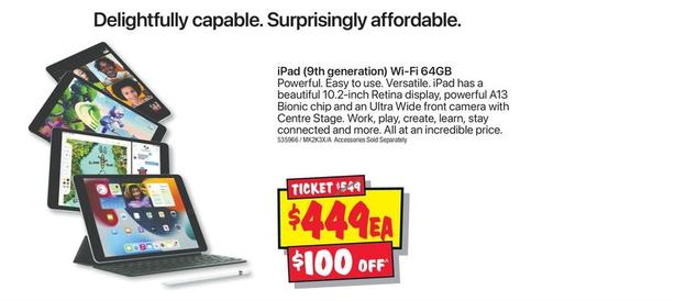 Apple - Ipad (9th Generation) Wi-fi 64gb offers at $449 in JB Hi Fi
