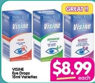 Visine - Eye Drops 15ml Varieties offers at $8.99 in Your Discount Chemist
