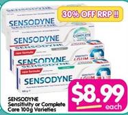 Sensodyne - Sensitivity Or Complete Care 100g Varieties offers at $8.99 in Your Discount Chemist