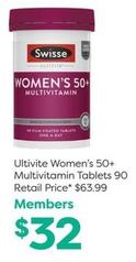 Swisse - Ultivite Women's 50+ Multivitamin Tablets 90 offers at $32 in National Pharmacies