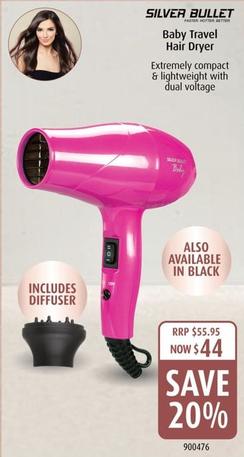 Silver Bullet - Baby Travel Hair Dryer offers at $44 in Shaver Shop