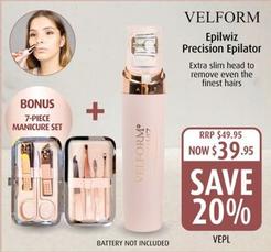 Velform - Epilwiz Precision Epilator offers at $39.95 in Shaver Shop