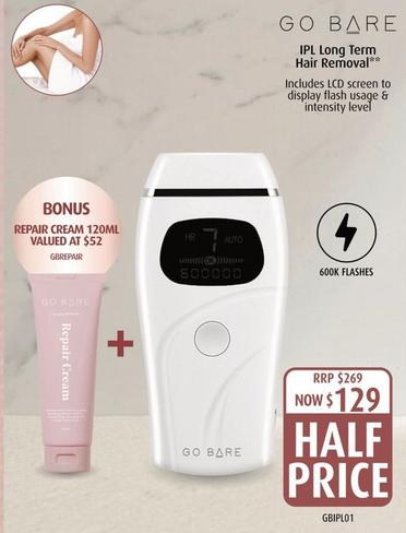 Go Bare - Ipl Long Term Hair Removal offers at $129 in Shaver Shop