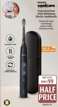Philips - Protective Clean 4500 Whitening Electric Toothbrush offers at $99 in Shaver Shop