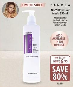 Fanola - No Yellow Hair Mask 350ml offers at $6.95 in Shaver Shop