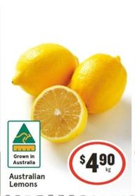 Australian Lemons offers at $4.9 in IGA