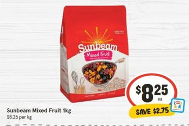 Sunbeam - Mixed Fruit 1kg offers at $8.25 in IGA