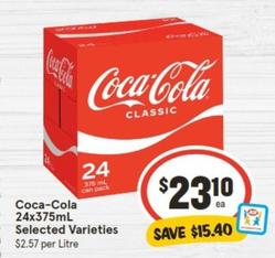 Coca Cola - 24x375ml Selected Varieties offers at $23.1 in IGA