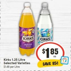 Kirks - 1.25 Litre Selected Varieties offers at $1.85 in IGA