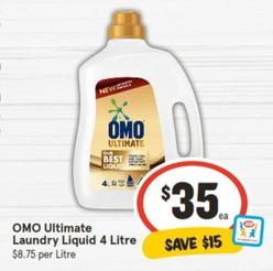 Omo - Ultimate Laundry Liquid 4 Litre offers at $35 in IGA