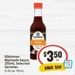 Kikkoman - Marinade Sauce 250ml Selected Varieties offers at $3.5 in IGA
