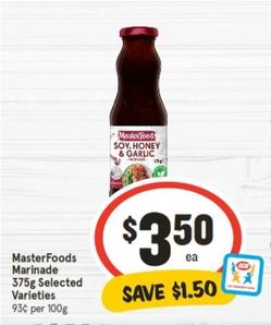 Masterfoods - Marinade 375g Selected Varieties offers at $3.5 in IGA