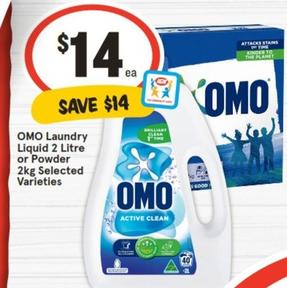 Omo - Laundry Liquid 2 Litre Or Powder 2kg Selected Varieties offers at $14 in IGA