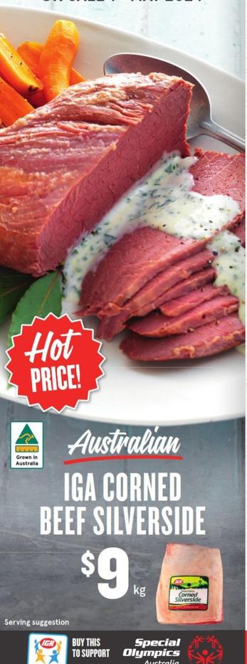 Iga - Corned Beef Silverside offers at $9 in IGA