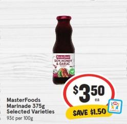 Masterfoods - Marinade 375g Selected Varieties offers at $3.5 in IGA