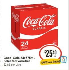 Coca Cola - 24x375ml Selected Varieties offers at $25.4 in IGA
