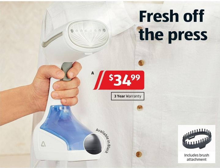 Portable Handheld Garment Steamer offers at $34.99 in ALDI