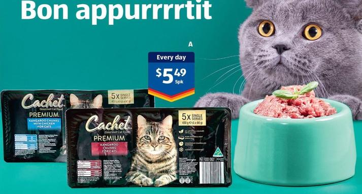 Cachet - Premium Kangaroo Chunks For Cats 5 X 90g offers at $5.49 in ALDI