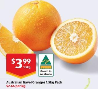 Australian Navel Oranges 1.5kg Pack offers at $3.99 in ALDI