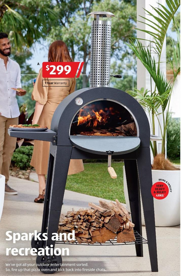 Woodfire Pizza Oven offers at $299 in ALDI
